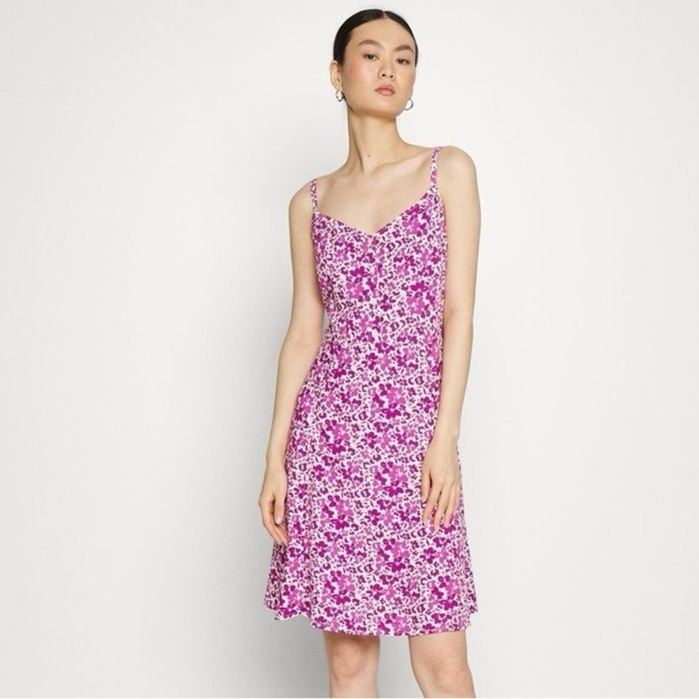 GAP Y2K Magenta Purple Floral Cami Dress // Cottagecore Smocked Midi Size Large